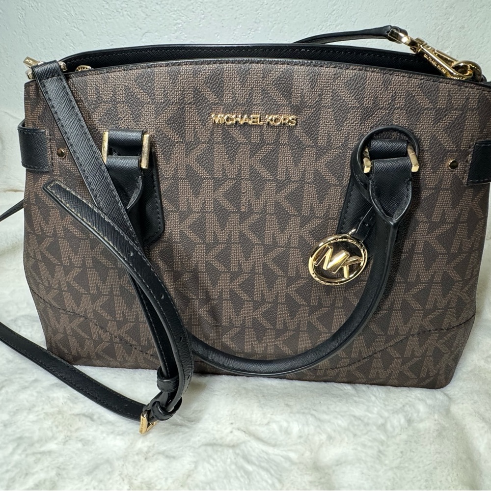 Michael Kors Signature Brown and Black Shoulder Bag